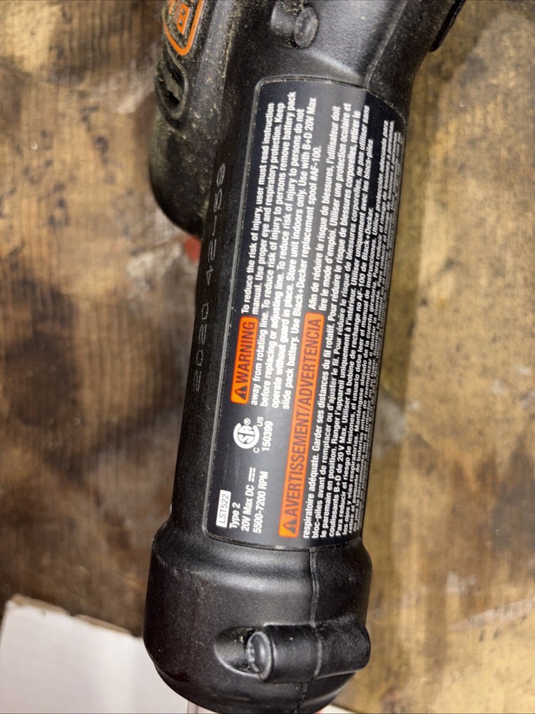 BLACK+DECKER LST522 20V MAX 12" String Trimmer/Edger Tool Only For Parts