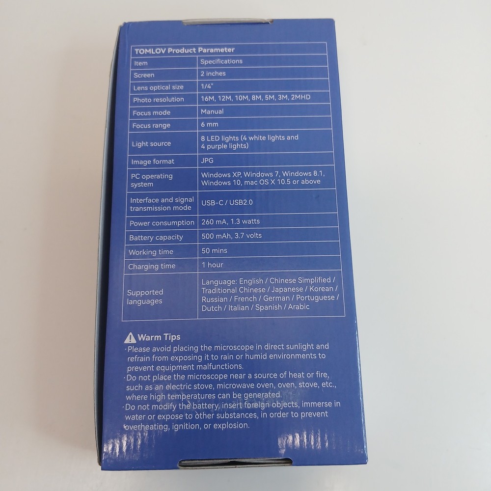 TOMLOV P10 Microscope 2" Screen Digital Portable Black Illuminated Magnifier