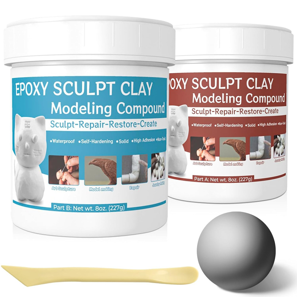 Gray Epoxy Sculpt Clay - 2 Part Epoxy Putty Modeling Compound for Sculpting, Mod