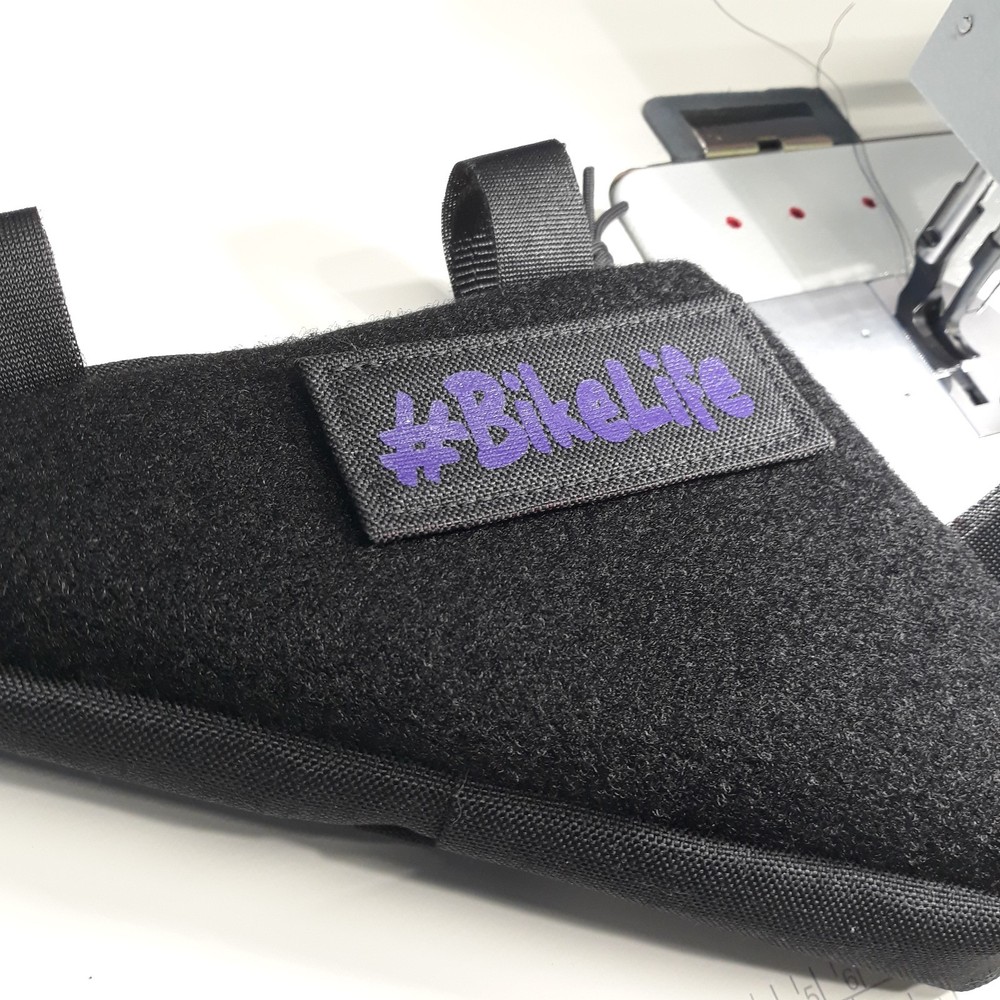 Black Nylon Frame Bag, Triangle Shape, Lightweight, Zip Closure