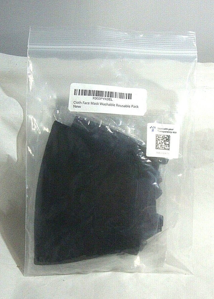 Reusable Black Cover Face Mask - 4Packs