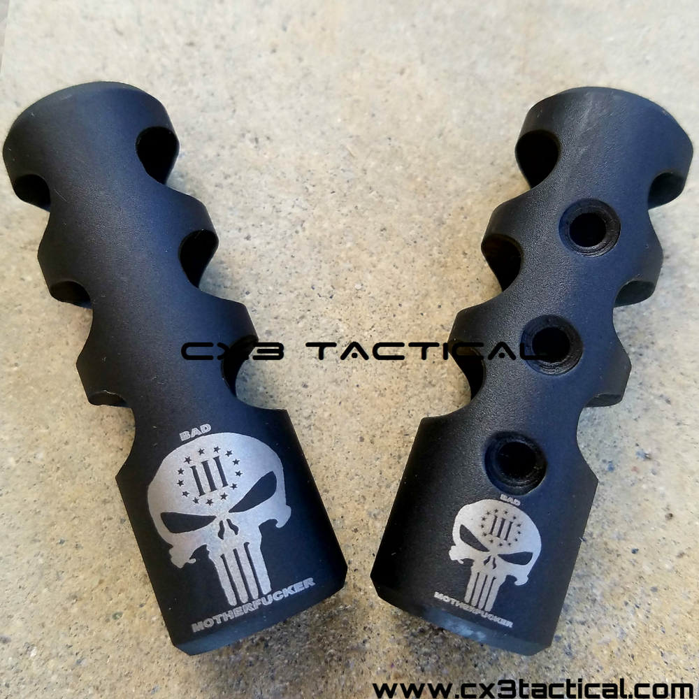 .17 HMR Muzzle Brake Compensator 1/2-28 TPI Punisher Brake .17HMR Comp Engraved