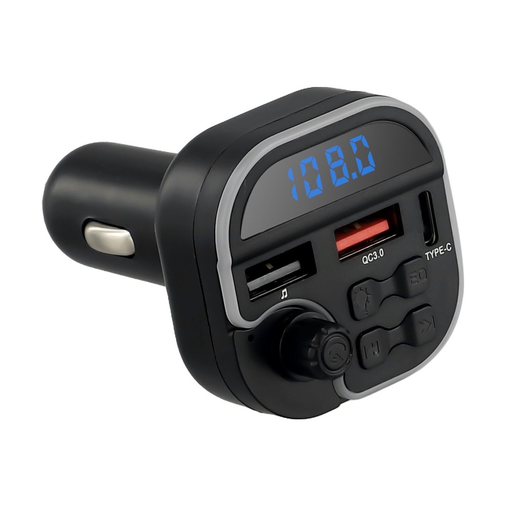Car Wireless FM Transmitter Adapter USB PD Fast Charger Hands Free LED