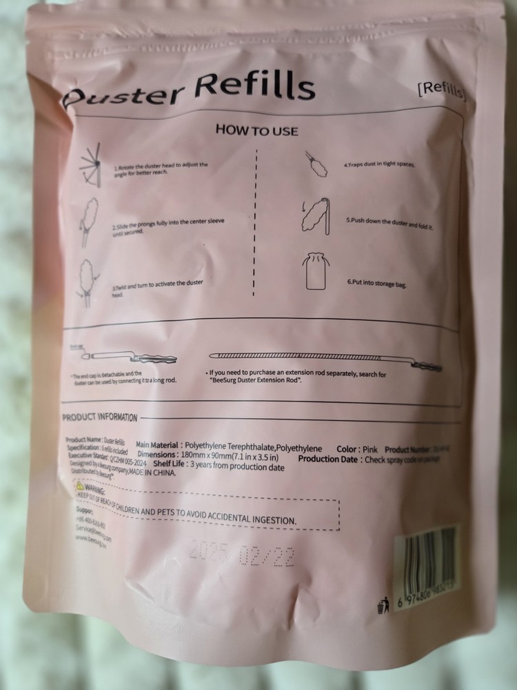 BeeSurg Pink Duster Refill Bundle & Extended Handle 24 Total Refills + Handle