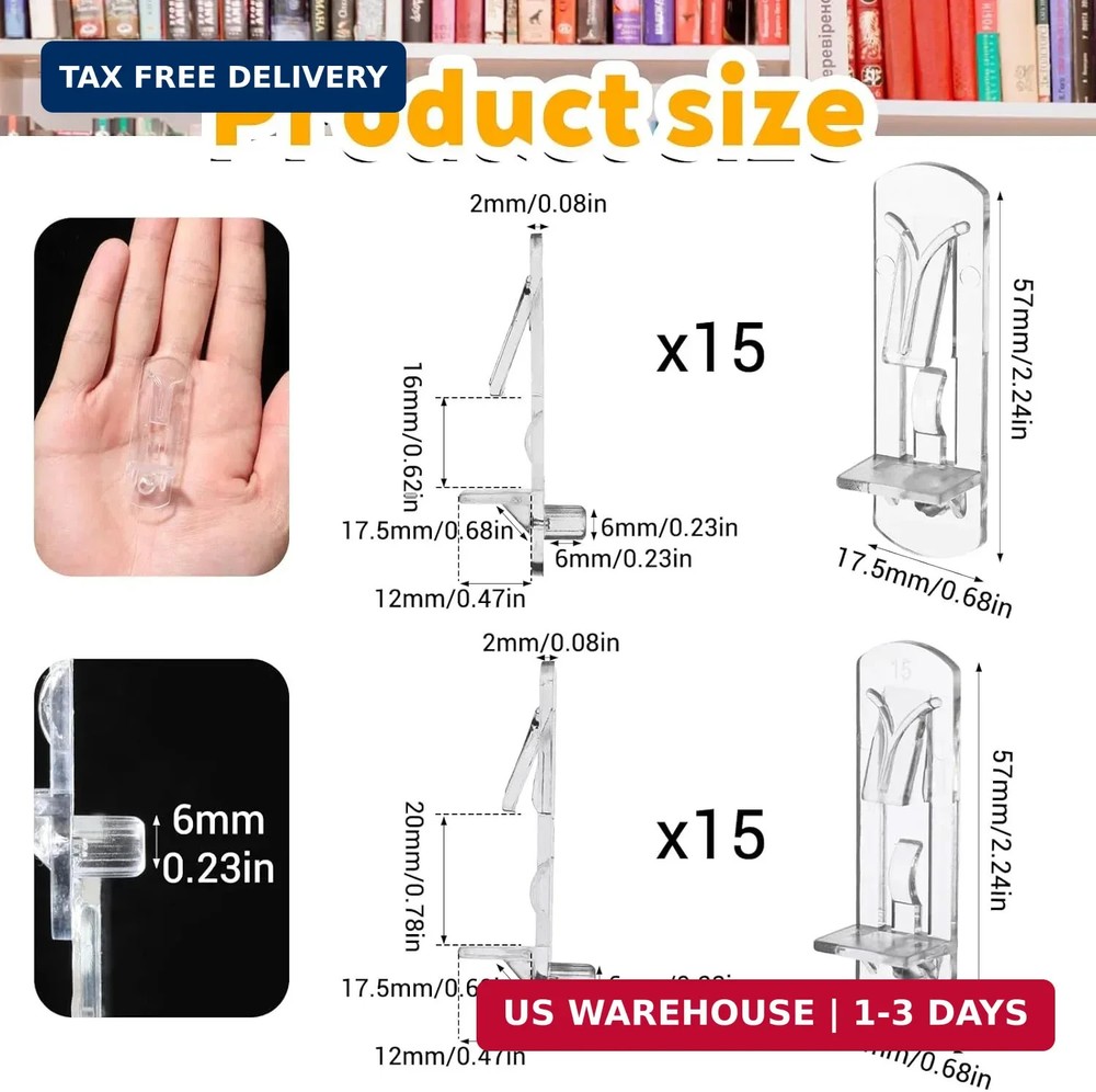 30PCS Plastic Locking Shelf Support Pegs, Clear Self-Locking Shelves Support Peg