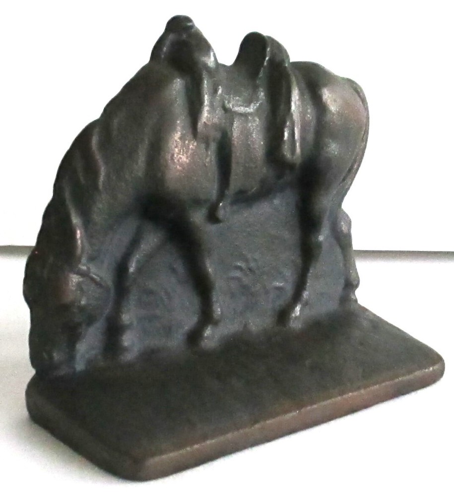 Bronze Plated Cast Iron Saddled Horse Bookend