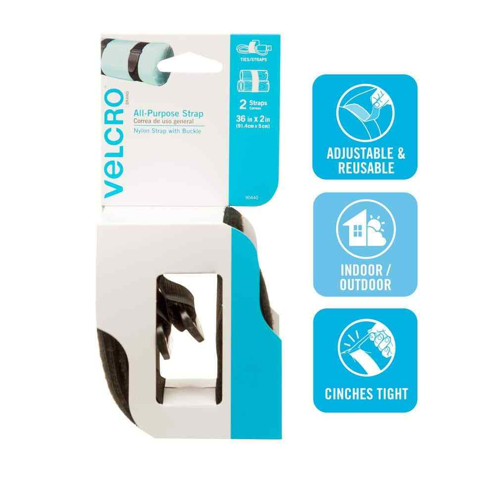 VELCRO 3 Ft. X 2 In. Velstrap Straps All Purpose Strap with Buckle (2-pack)