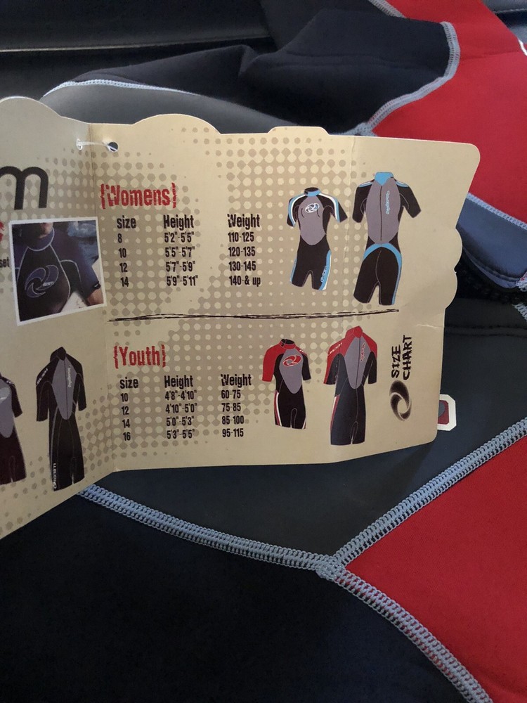 The Realm Youth Size 14 Black/ Red Wetsuit