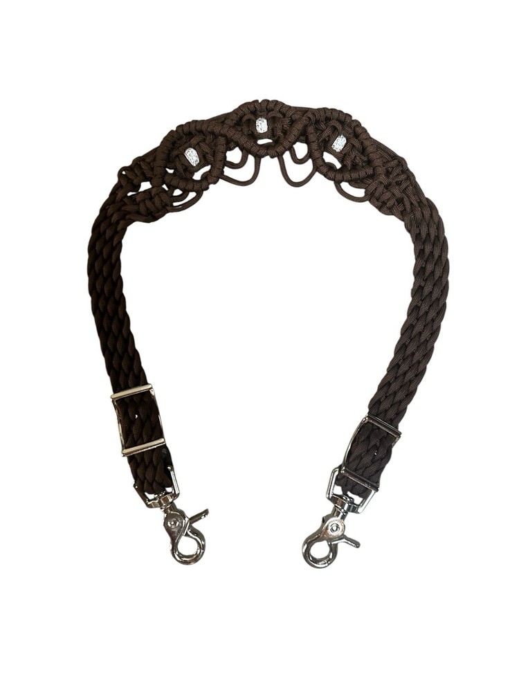 Wither Strap For Breast Collar Brown with rhinestones