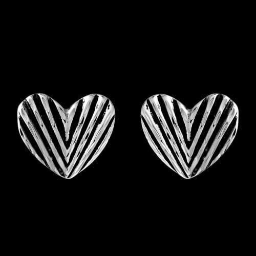 Striped Hearts Stud Earrings