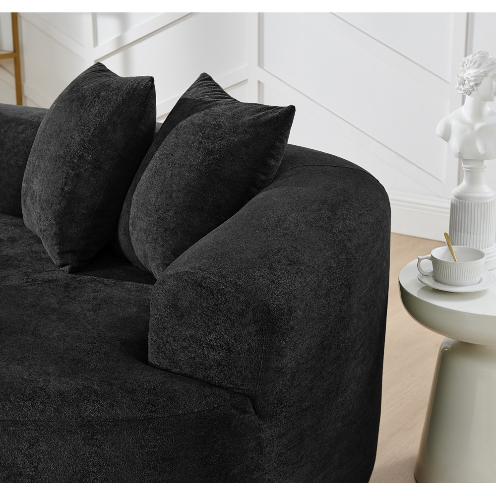 4-Seater Chenille Sofa Set, Modern Curved Couch, Soft, No Assembly