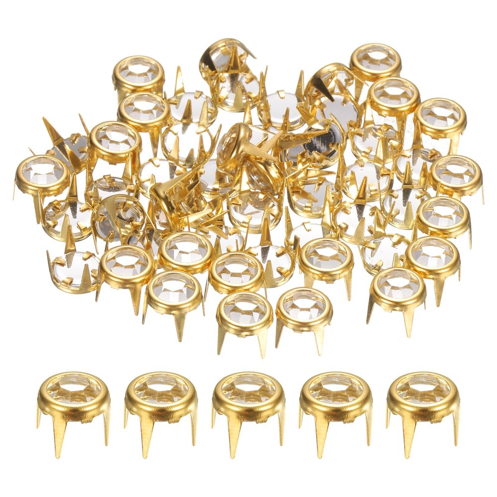 80PCS Rhinestone Studs 5x7mm Copper for Crafts Gold, White