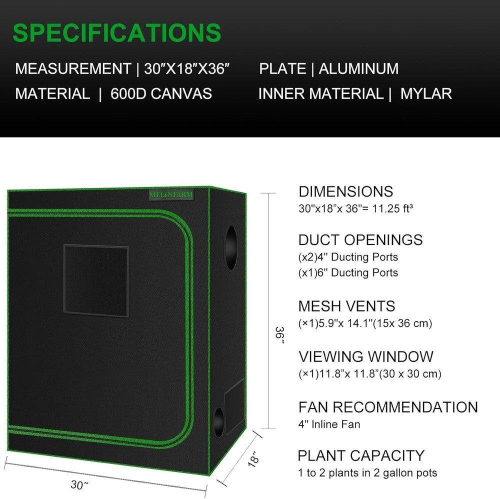Small Grow Tent Hydroponics Growing System Highly Reflective 600D Diamond Canvas