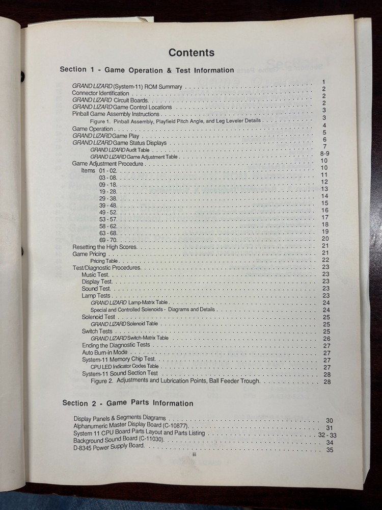 ORIGINAL-WILLIAMS-GRAND LIZARD-INSTRUCTION MANUAL INCLUDING SCHEMATICS