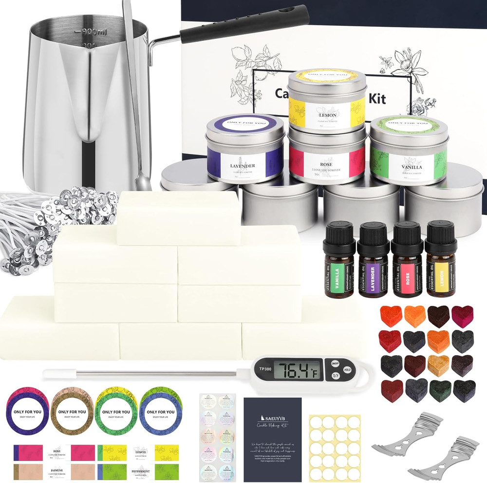 Candle Making Kit, Complete Candle Making Kit for Adults, DIY Starter Soy Can...
