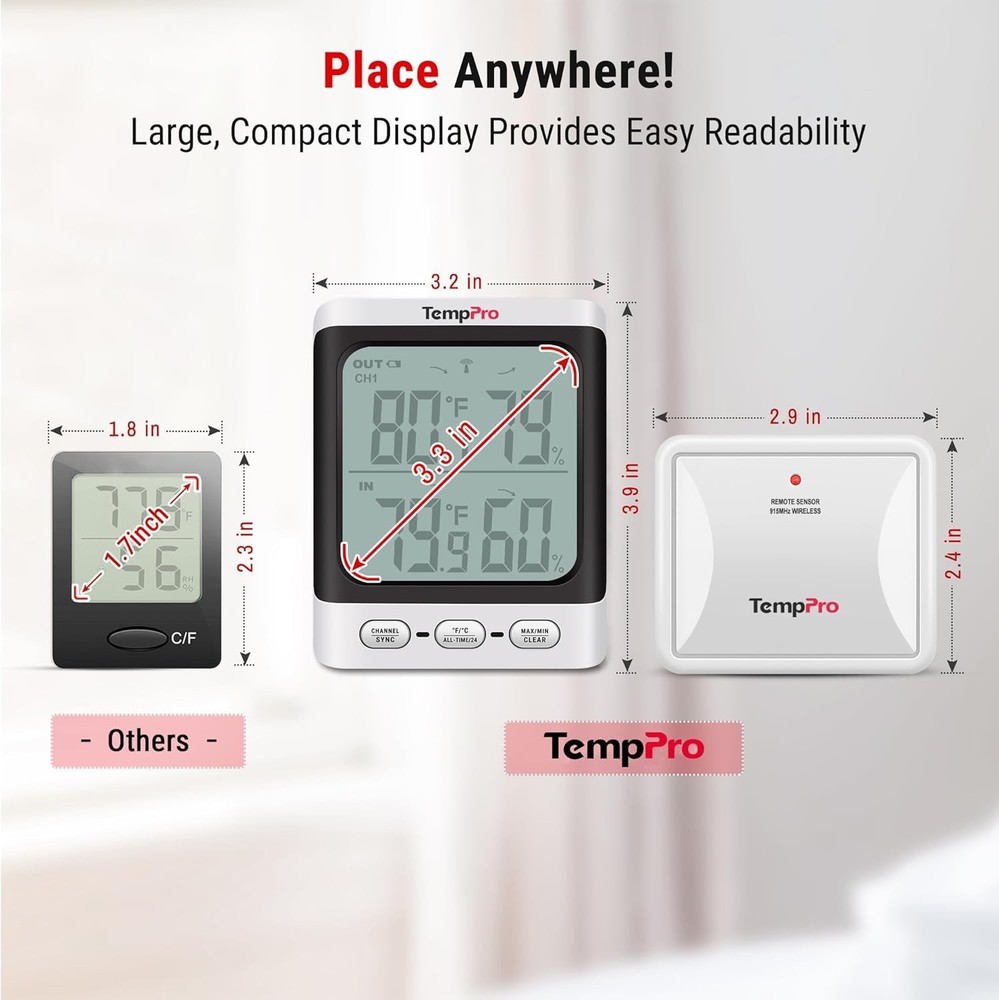 Precise Indoor Outdoor Thermometer with Backlit Display