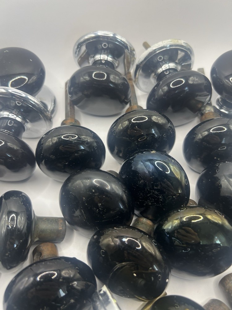 Vintage Antique Black Marble Door Knobs 26 Count