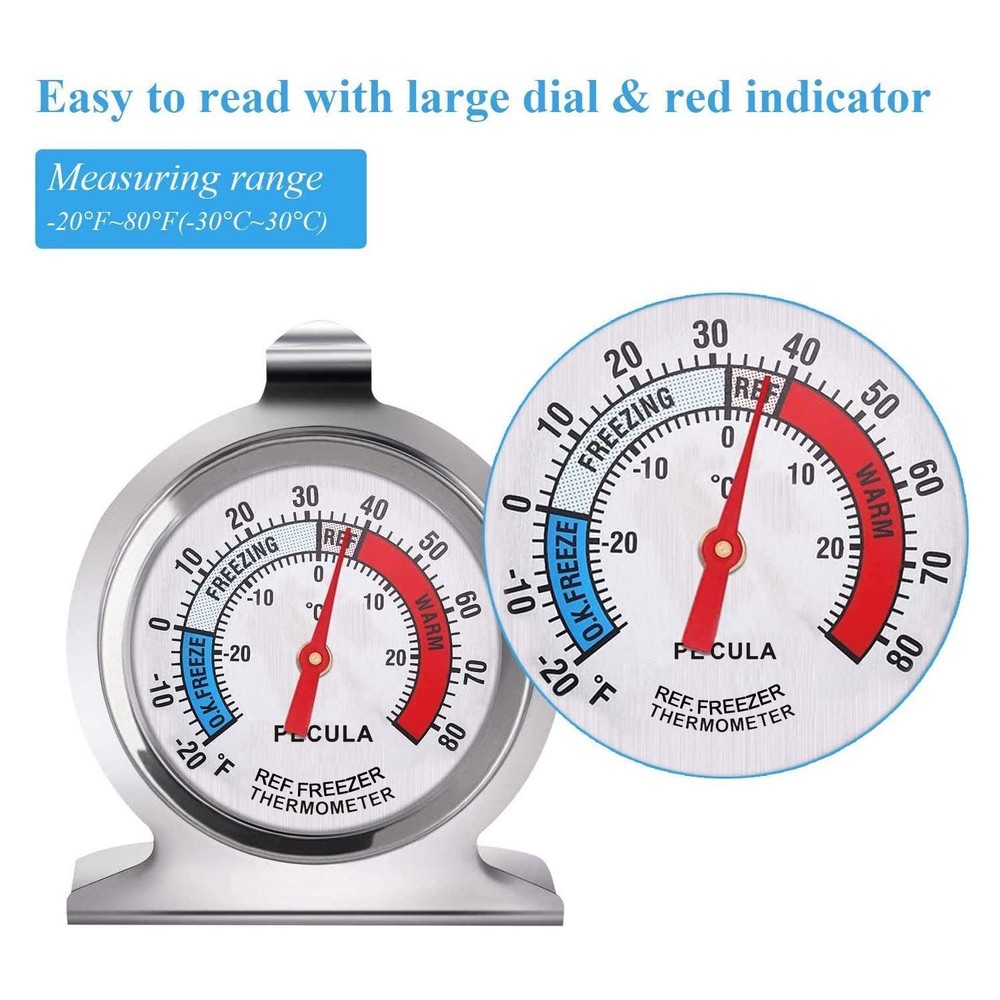 2-Pack Classic Refrigerator Thermometer - High Accuracy, Large Dial Design