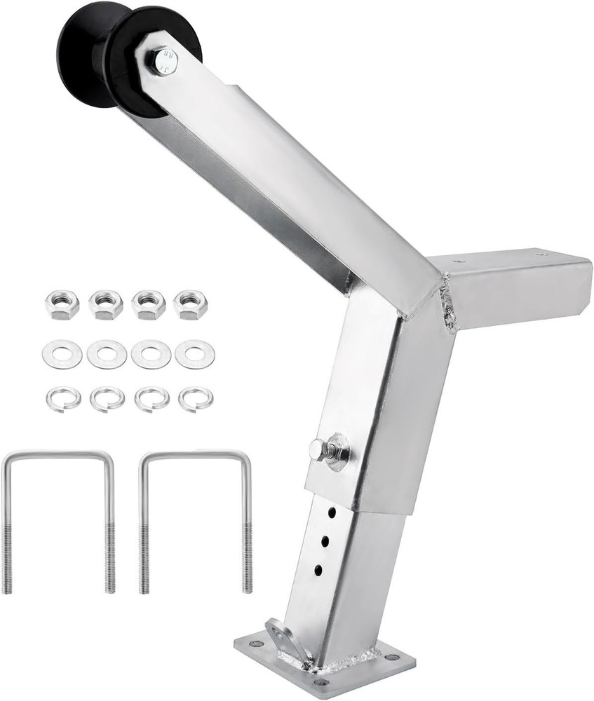 Boat Trailer Winch Stand with Roller Adjustable Height Boat Winch Mount Silver