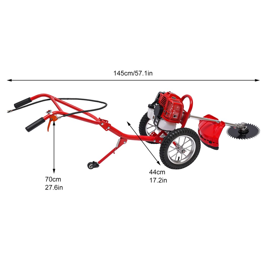 49CC Gas Grass String Trimmer Cutter Wheeled Lawn Edger Weed Wacker Mower 2.5hp