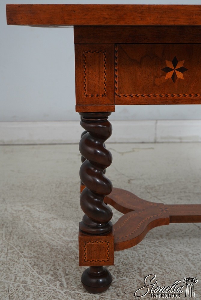 L67487: BAKER Highly Inlaid 1 Drawer Continental Library Table Desk
