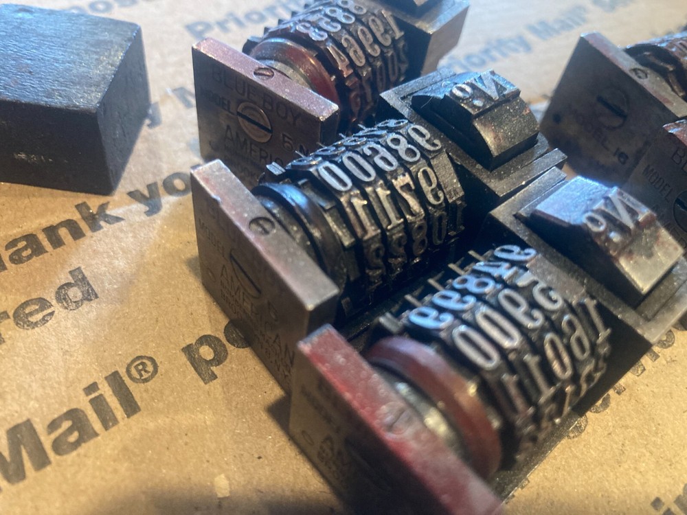 Numbering Machine Blue Boy American Letterpress Model 5 & 31 + 8 digit