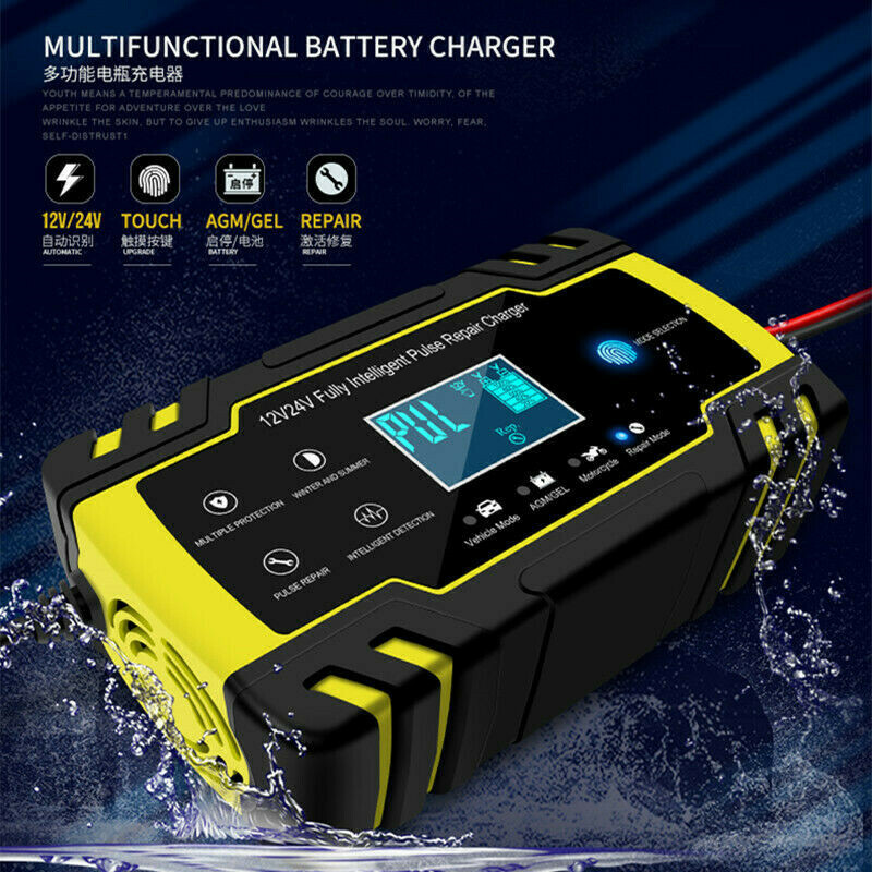 Motorcycle ATV Fully-Automatic Smart Charger Battery Maintainer Desulfator Tool
