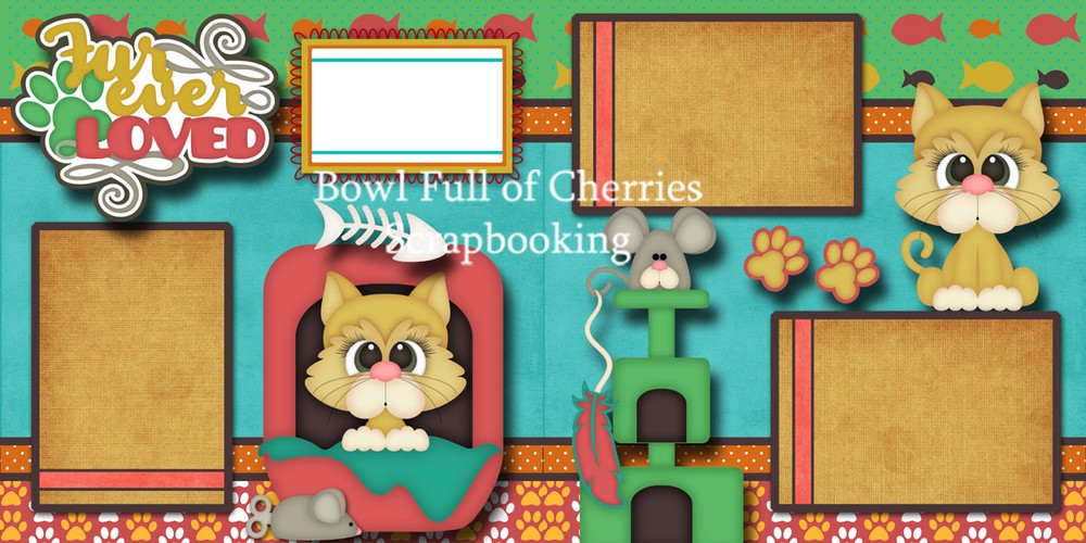 FUR EVER LOVED CAT 2 premade scrapbook pages KITTY paper piecing printed Cherry