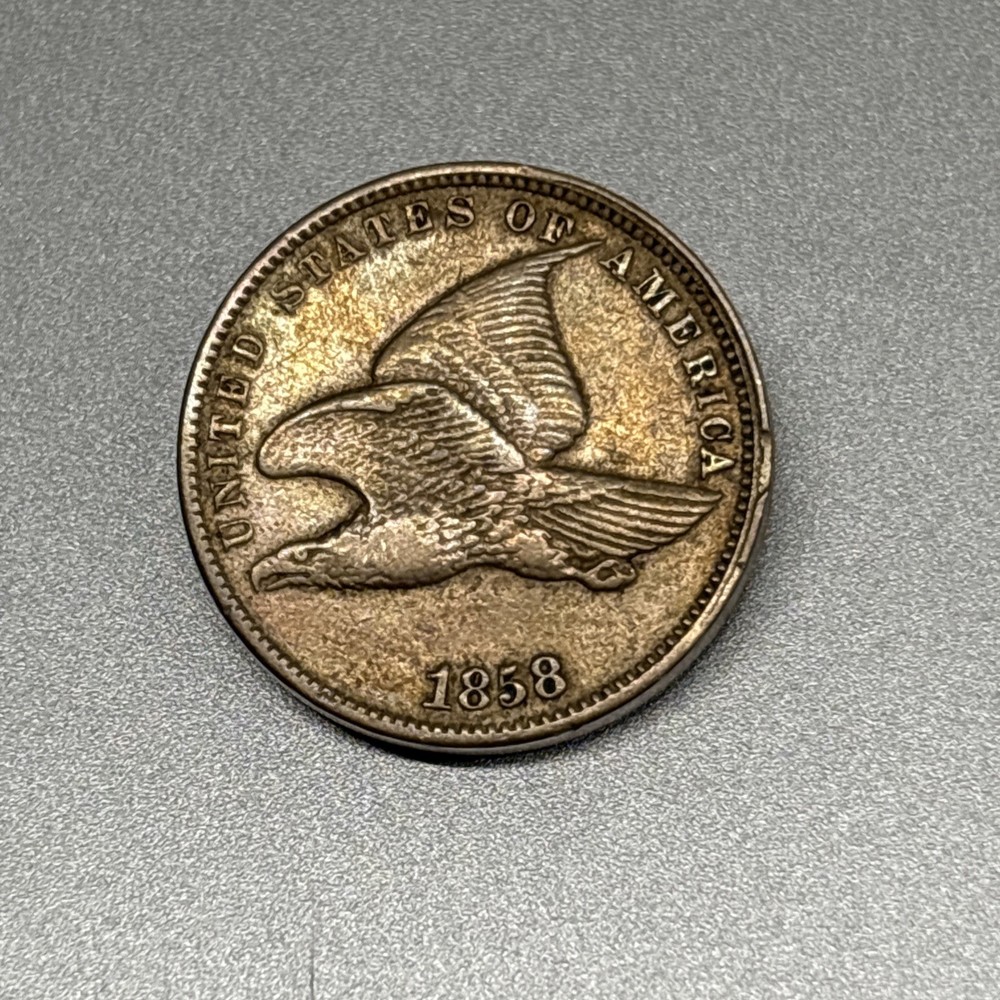 1858 Small Letters Flying Eagle Cent Penny XF+ E120 AWPY
