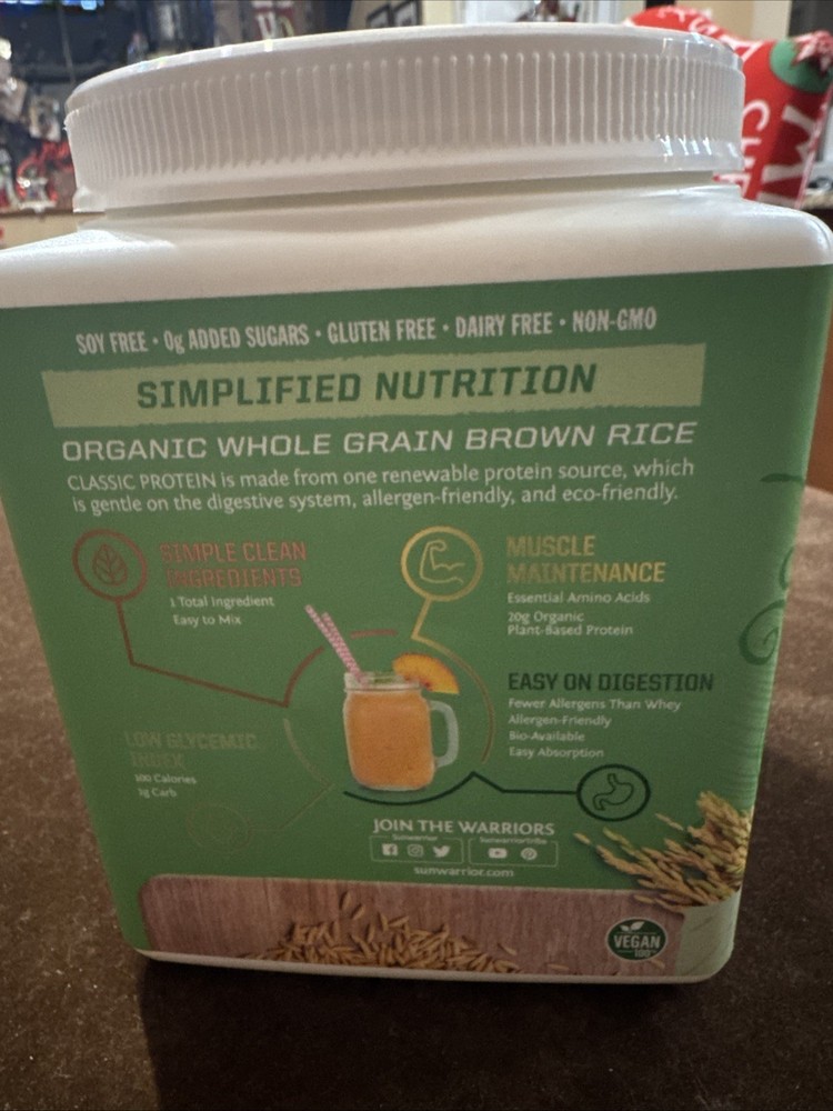 SUNWARRIOR Protein Classic Unflavored Unsweetened Plant Based Vegan