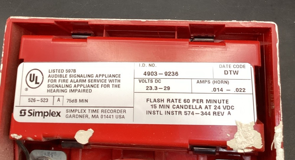 SIMPLEX 4903-9236 FIRE ALARM HORN STROBE SPEAKER RED