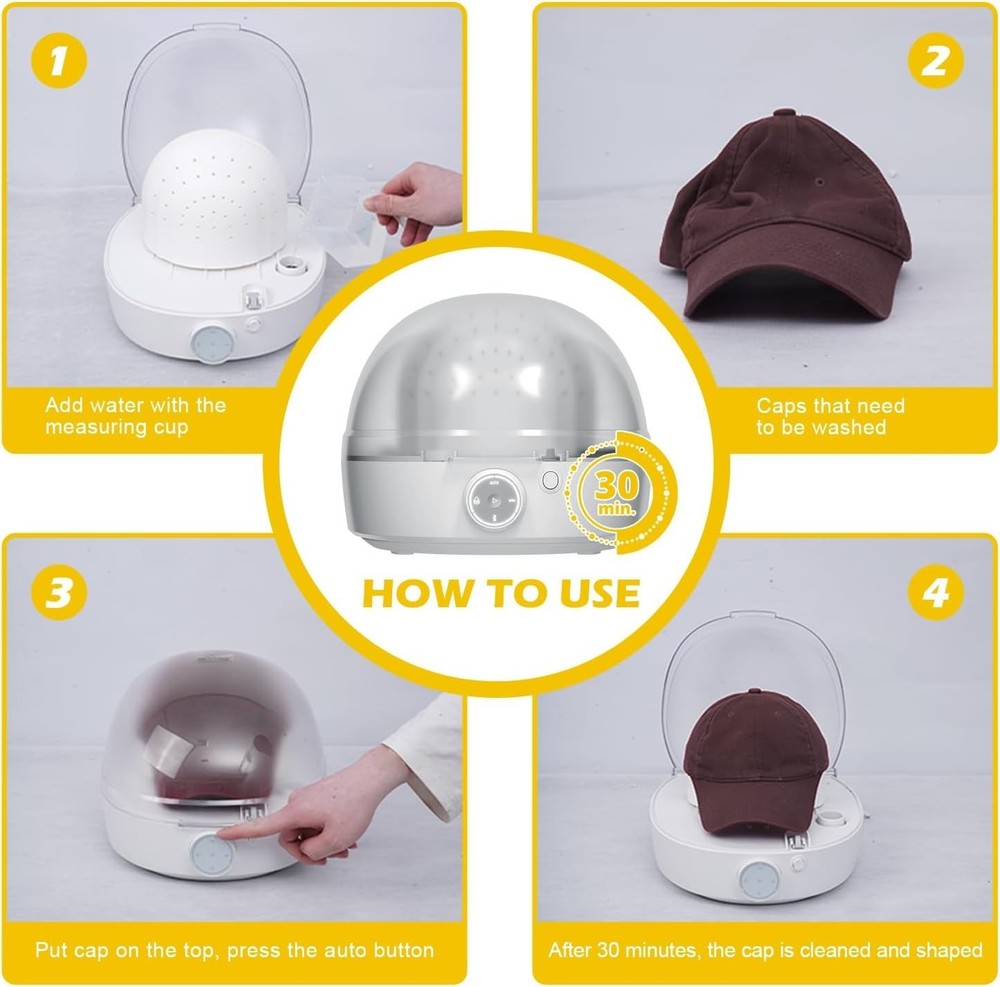 Hat Shaper, Automatic Cap Cleaner, Hat Care Machine Steam Cleaning & Ironing ...