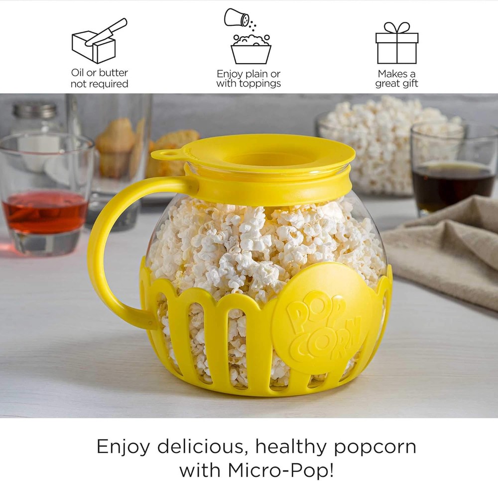 Ecolution Patented Micro-Pop Microwave Popcorn 3-Quart Family Size, Yellow