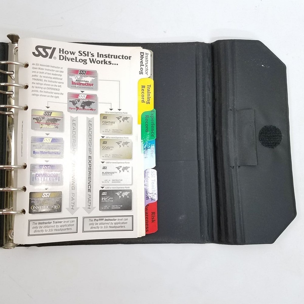 SSI Instructor Divelog Folding Binder & Tabs 100 Dive Refill Log