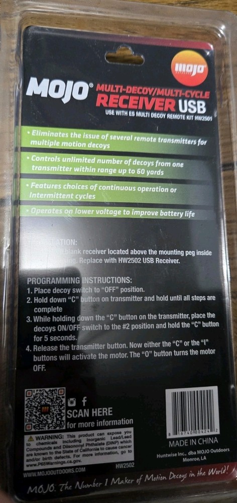 Mojo Outdoors Mojo Series Multi Decoy Receiver with USB connection