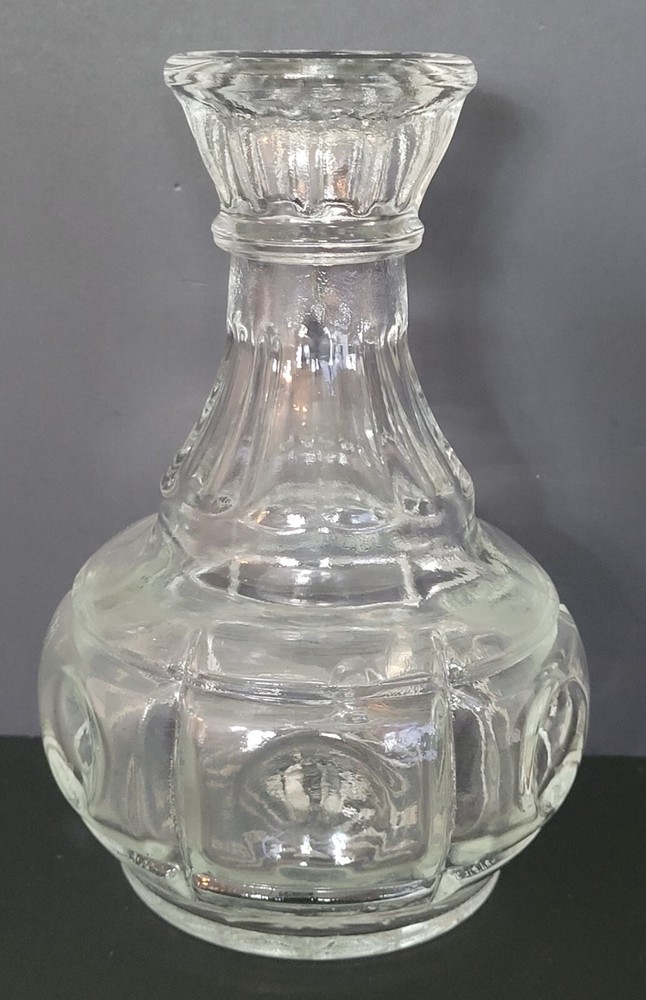 Vintage Thumbprint Pattern Vase Clear Glass 5.5"