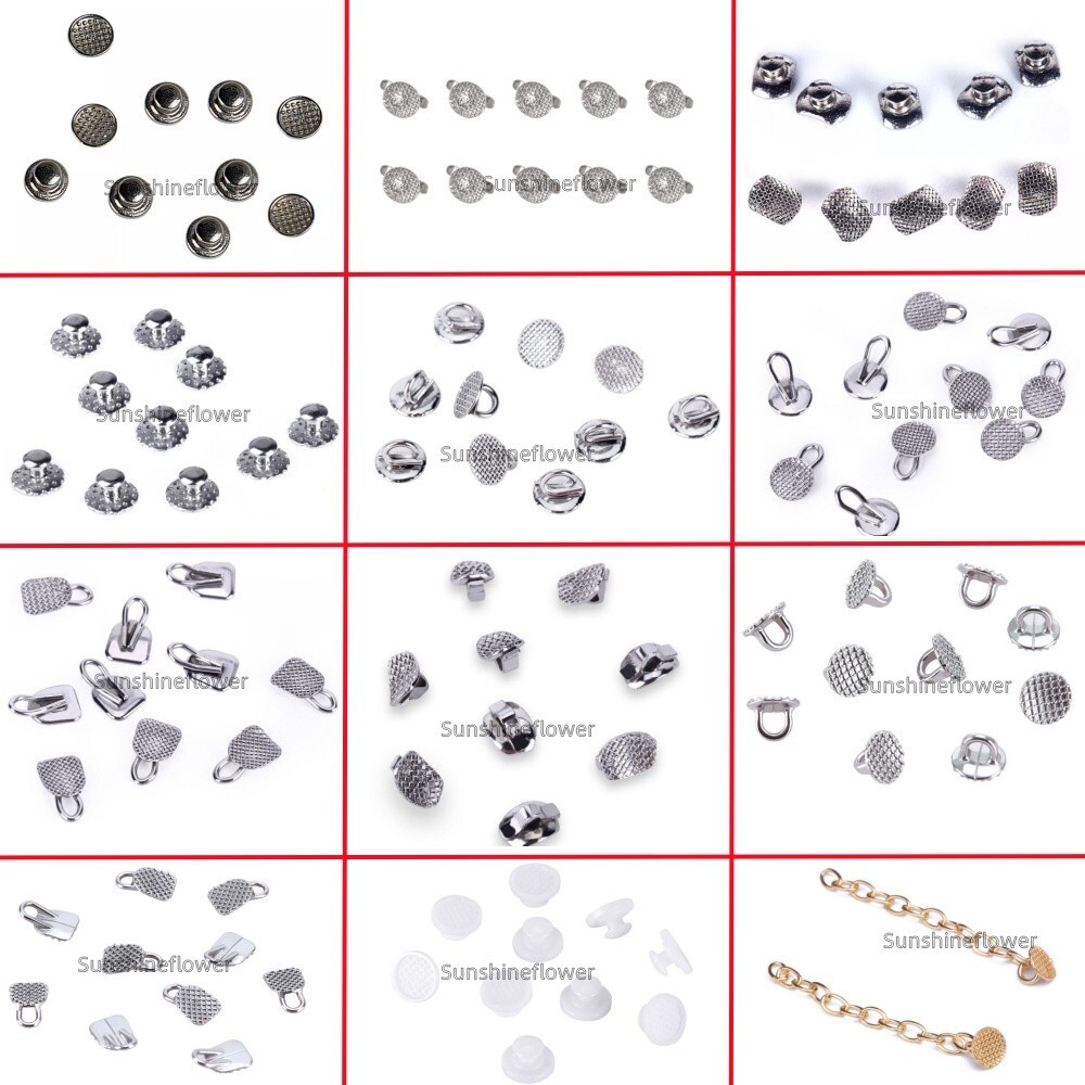 Dental Orthodontic Lingual Button Metal Bondable Round / Rectangular Base Button