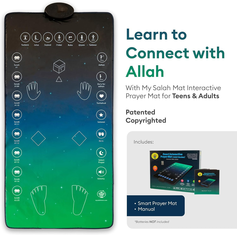 for Adults - Smart Interactive Prayer Mat for Adults & Reverts Learning Surahs,
