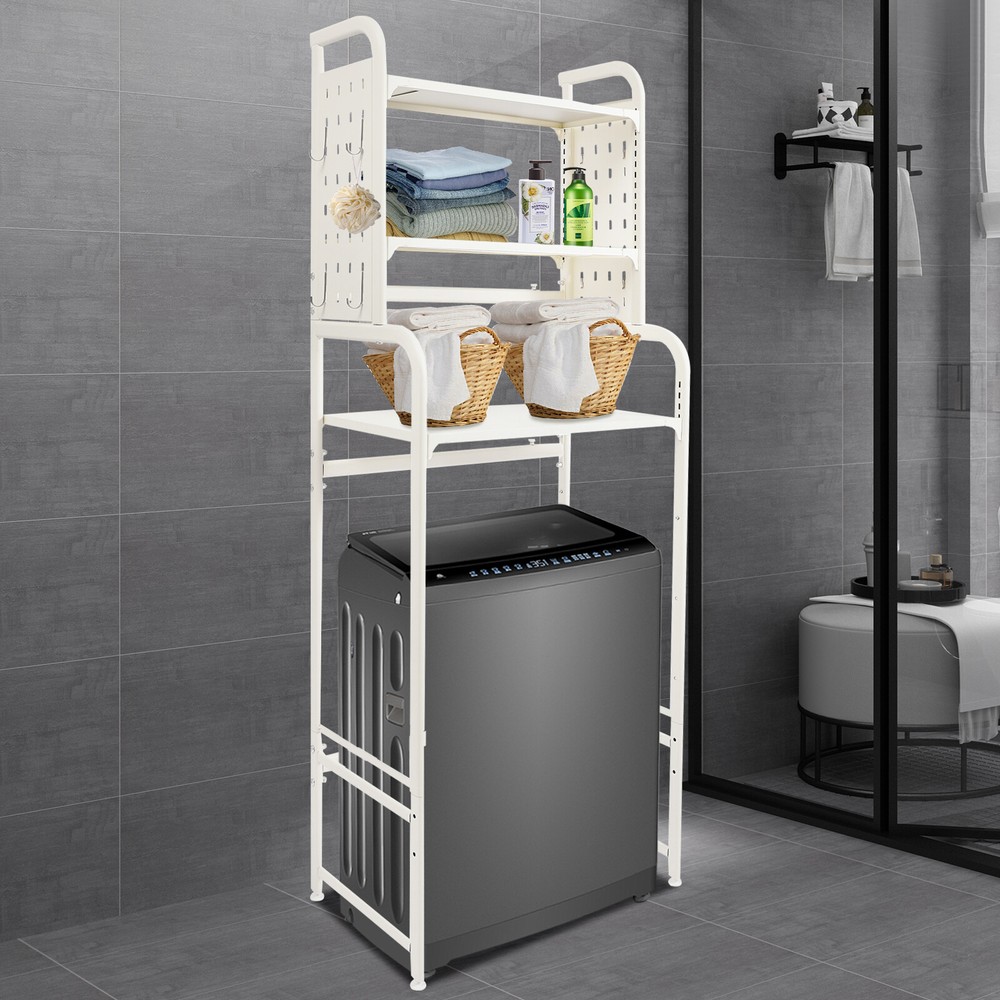 Adjustable Laundry Room Shelf Expandable Over Toilet Washing Machine Storage Rac