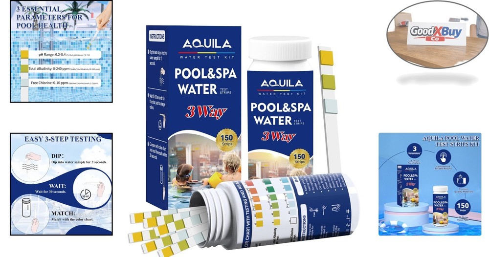 Pool Water Strips Kit 150 Count for Spa Hot Tub Alkalinity pH Chlorine Testing