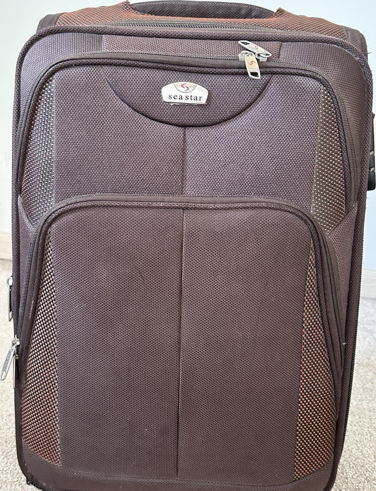 Sea Star Brown Rolling Expandable Carry-On 20” Polyester Suitcase