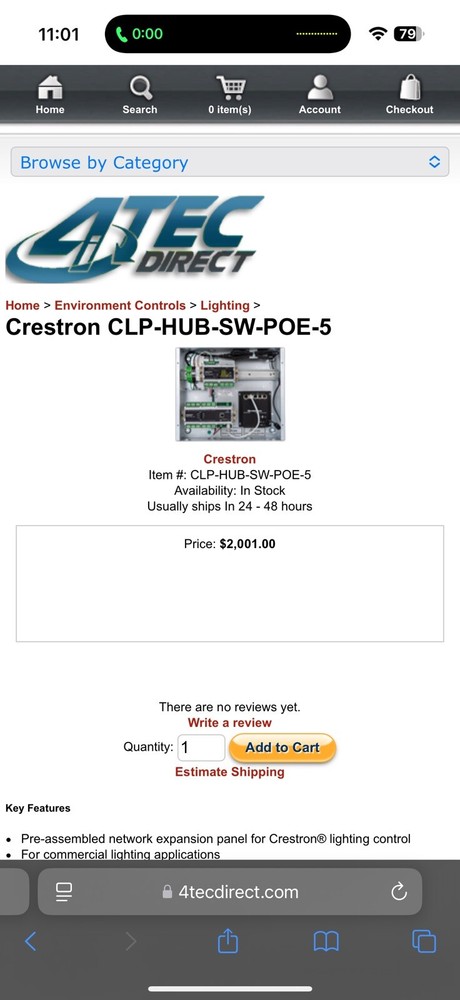 CRESTRON CLP-HUB-SW-POE-5 - Network Expansion Panel - New