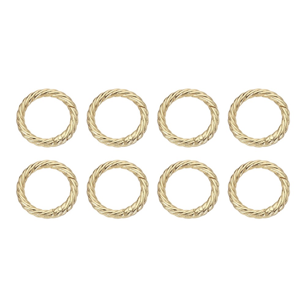 8pcs Spring O Rings 1" Round Trigger Metal Snap Hook Key Ring Light Gold