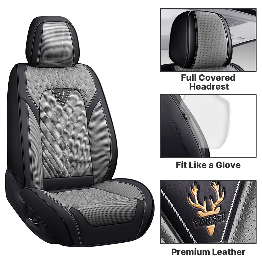 Seat Covers for 4Runner 2004-2025 Waterproof Leather Front Gary Black