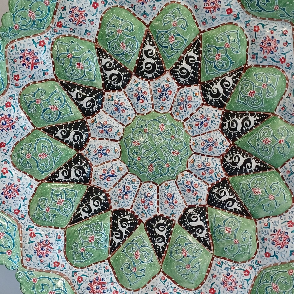 Copper Minakari Enameled 12in Plate PLZ READ DESCRIPTION