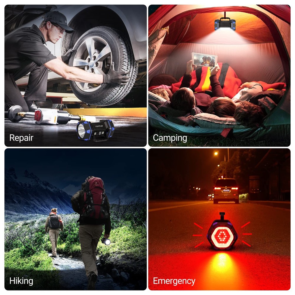 Led Camping Lantern Rechargeable, Flashlight 1500LM, 8 1PACK, Blue