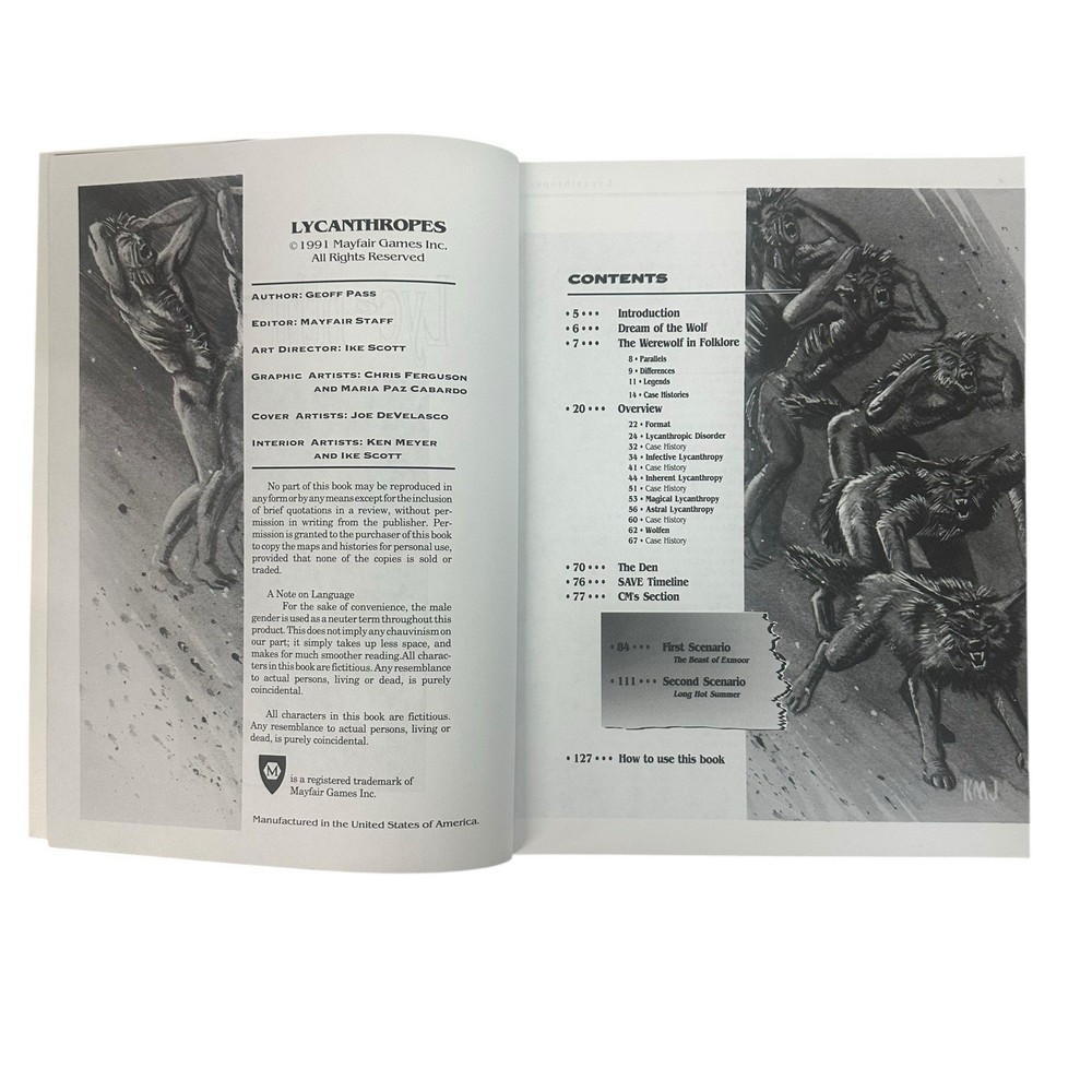 Chill RPG module Lycanthropes Mayfair Games
