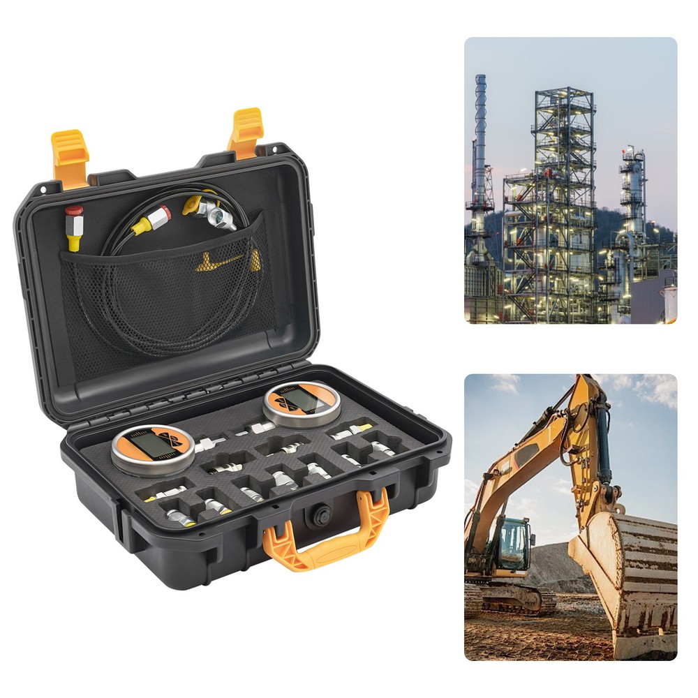 Digital Hydraulic Pressure Test Coupling Kit with 2 Gauges 2 Quick Connector
