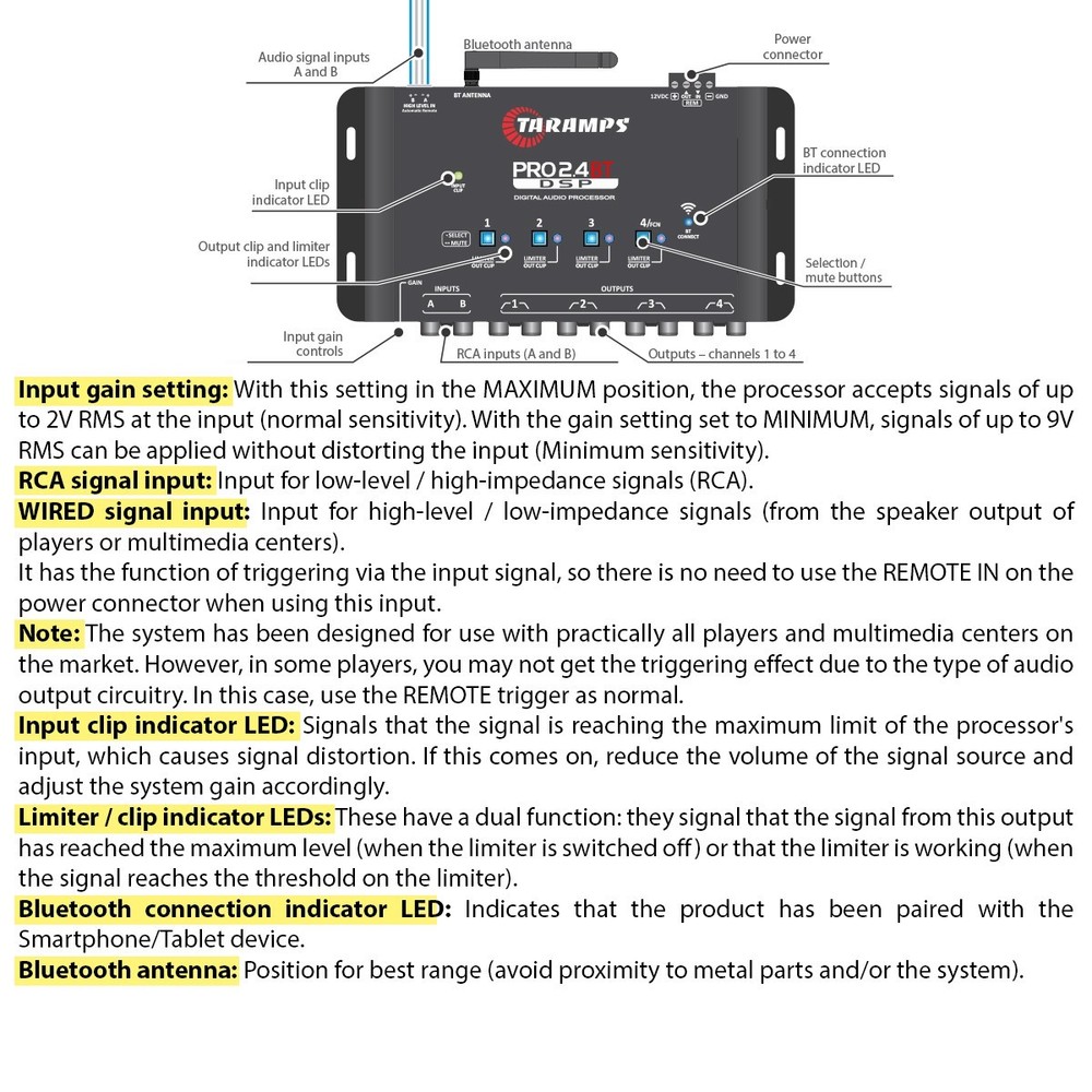 Taramps Audio Processor PRO 2.4BT – DSP Bluetooth Control via App