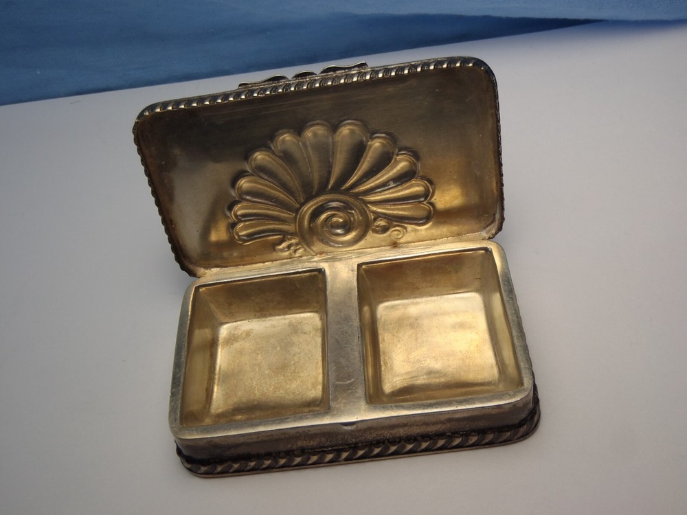 Antique 1892 Howard Co Sterling Silver 2 Compartment Stamp Box